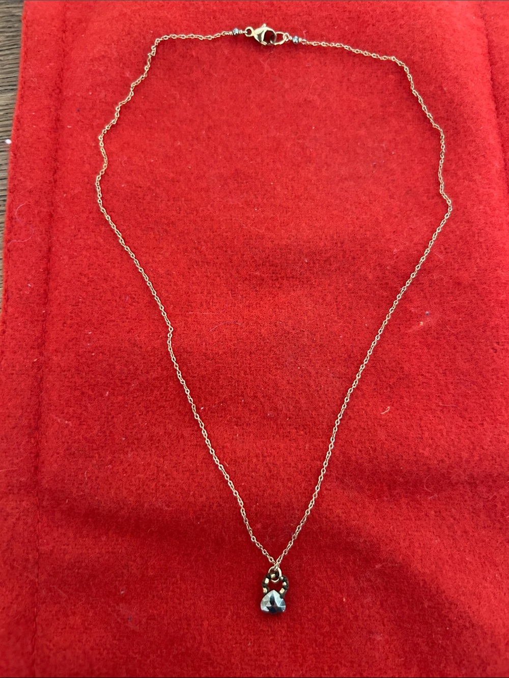 Delicate Gold Pendant Necklace with Crystal Accent - Women's Jewelry